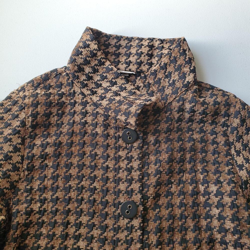 Habitat Jacket Womens Medium Brown Houndstooth Tweed Button Front Collared USA - Picture 2 of 9